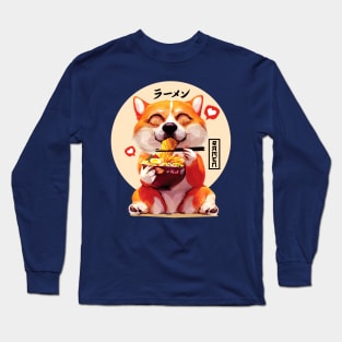 Corgi Eating Ramen Long Sleeve T-Shirt